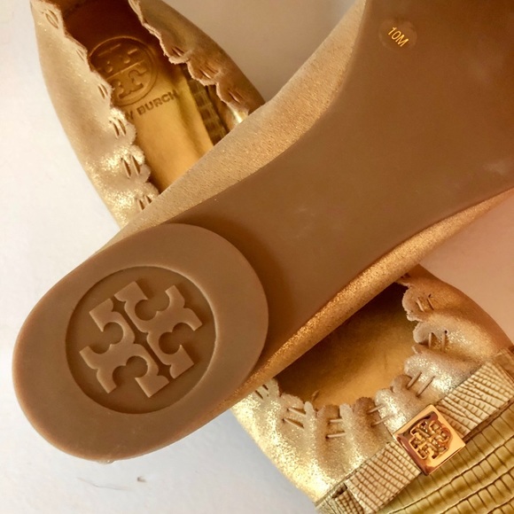 NIB, Tory Burch Gold/Khaki flats - Picture 3 of 5